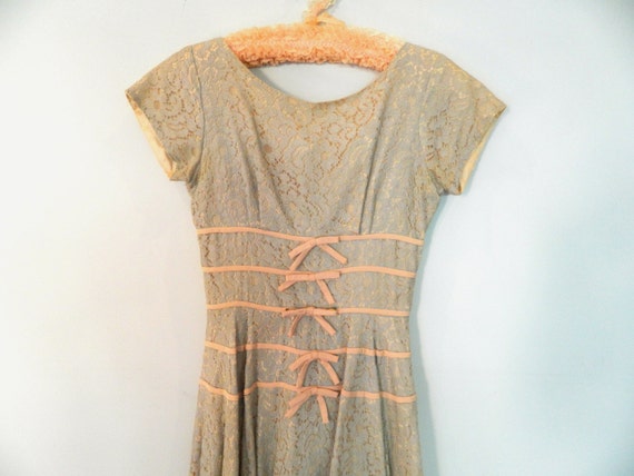 1950s lace prom dress XS S