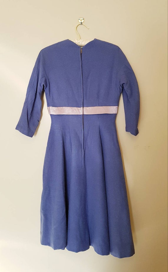 1950s stunning wool winter swing dress S - image 5