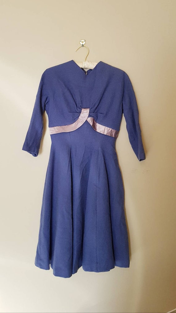 1950s stunning wool winter swing dress S