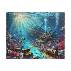 Puzzle, sunken treasure puzzle, jigsaw puzzle, relaxing activity, gift idea, 1000-piece puzzle, ocean-themed puzzle