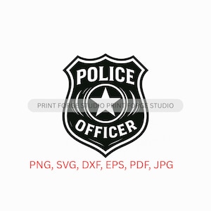 Police Badge Digital File | svg, png, dxf, eps, pdf | vector graphic cut file laser clip art | instant digital download commercial use