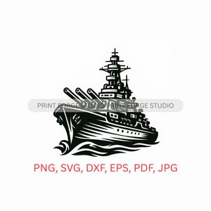 Battleship Digital File | svg, png, dxf, eps, pdf | vector graphic cut file laser clip art | instant digital download commercial use