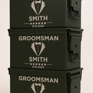 Engraved .50&.30 Cal Ammo Box - Groomsman Gift, Groomsman Ammo Box, Engraved Ammo Can, Ammo Storage, Best Man Gift, Wedding Party Gifts