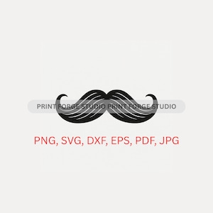 Arquivo digital de bigode | svg, png, dxf, eps, pdf | arquivo de corte gráfico vetorial, clip art a laser | download digital instantâneo para uso comercial