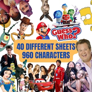 Guess who 2.0 characters boards sheets, Guess who 2.0 template, Guess who 2.0 game board