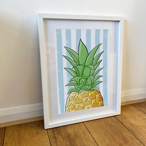 Pineapple Wall Art Print | Food poster | Pastel Colours | Cartoon illustration | Nursery Decor | Kitchen art | Cafe Art | Playful wall art