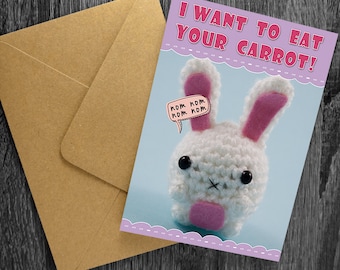 I want to eat your carrot Greeting card, valentines card, wedding card, Love card, sex card
