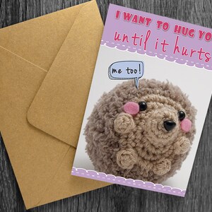 Ik wil omhelzen u wenskaart, motiverende kaart, liefde, vriendschap kaart, BFF kaart