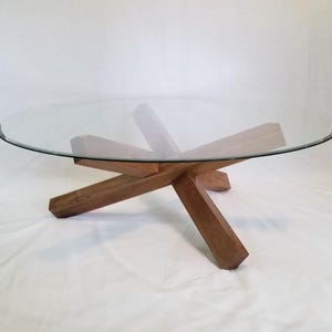 Unique 3-Sided Custom Round Coffee Table - handcrafted/constructed of Solid Oak - Modern Minimalist Design, Rustic Look.