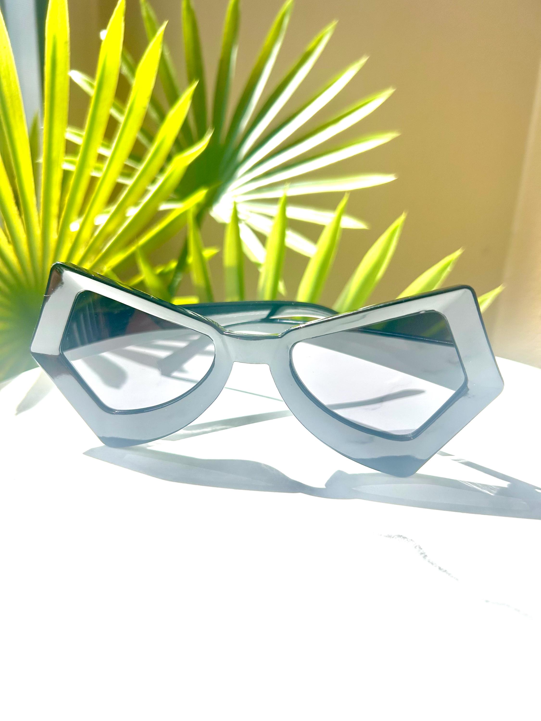 Oversized Geometric Sunglasses: Bold Angular Frames, Retro Festival ...
