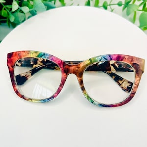 Rainbow Rebellion Oversized Glasses Color Splash Bold Fashion Colorful Frames for Women | Non-Prescription Multicolor Eyewear Statement