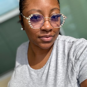 Bad Girl Josephine -Rhinestone Glasses Rainbow  Butterfly Clear Lens Blue Light Blocking Eyewear Bling Sparkle Retro Statement Frames