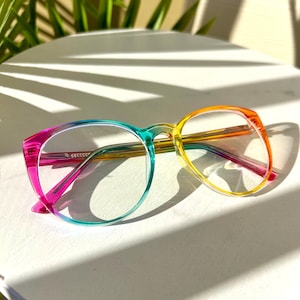Retro Rainbow Eyeglasses, Round-Square Frames