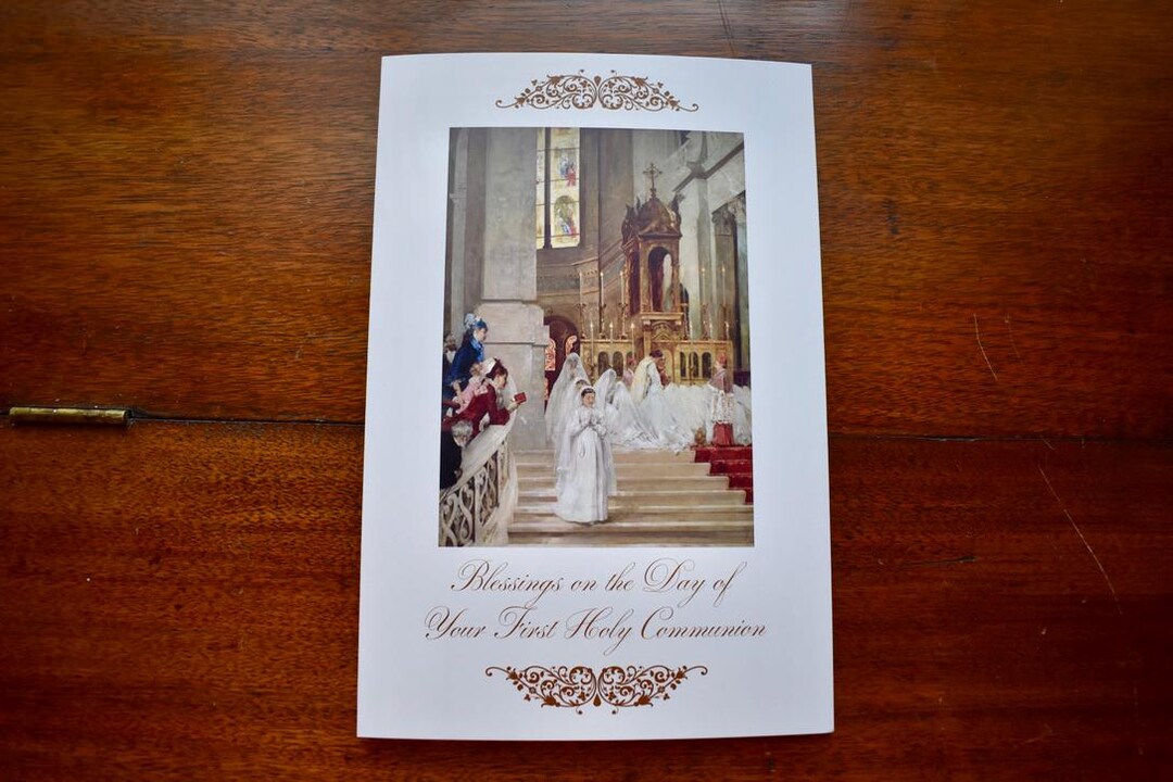 Catholic First Communion Cards With Gold Foil Envelopes: Traditional ...