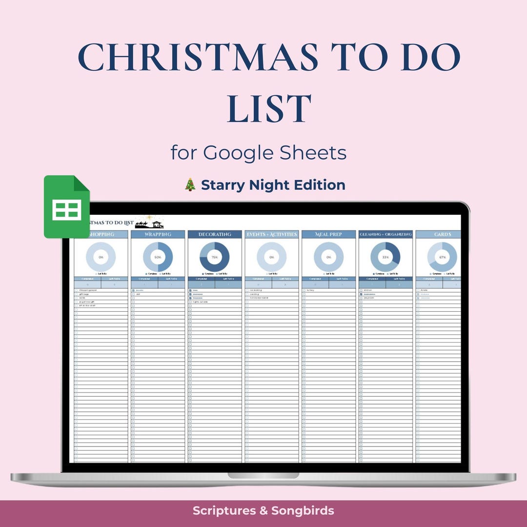 Christmas To-do List | Google Sheets Holiday Checklist | Faith-based ...