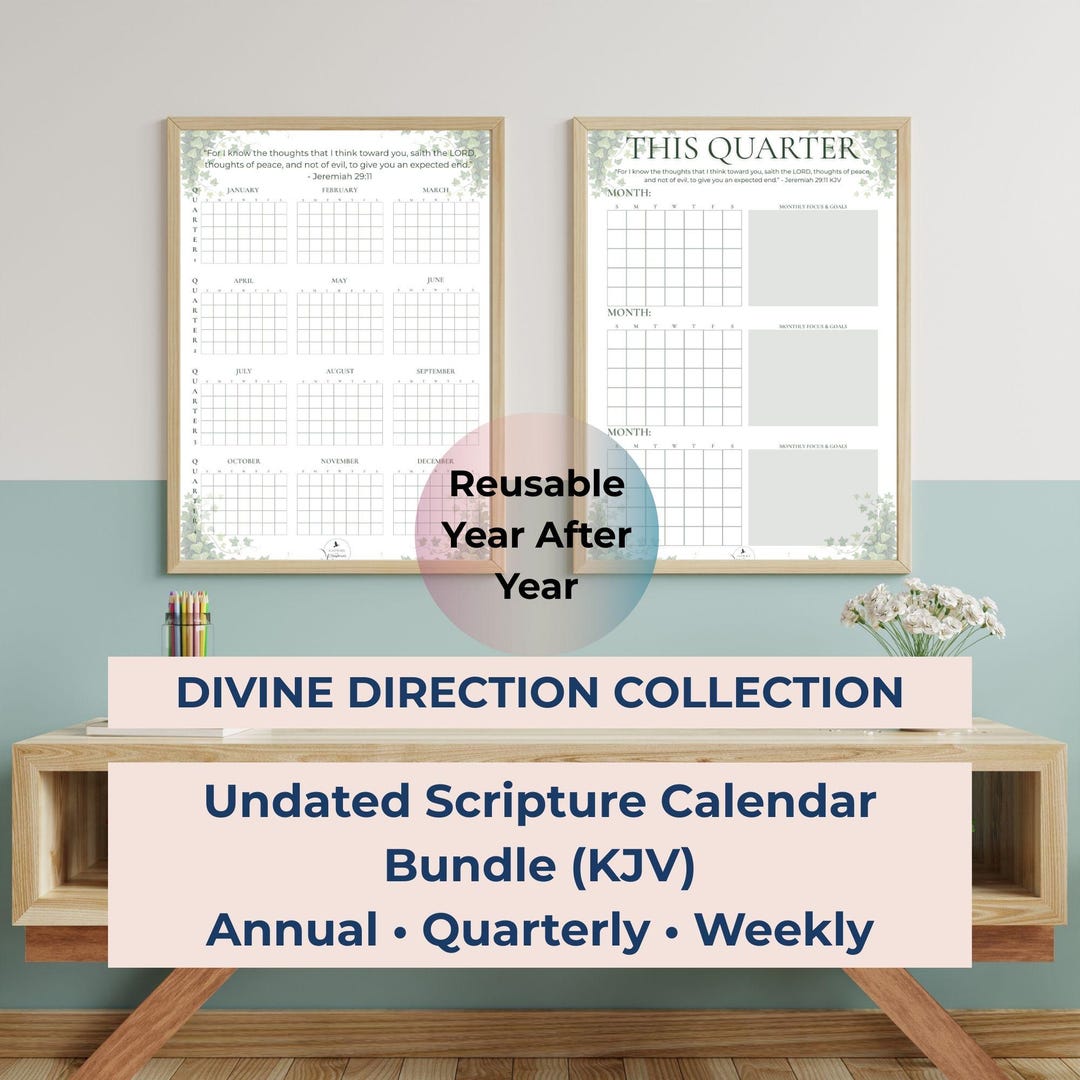 Divine Direction Scriptures Divine Direction Undated Calendar Bundle | Vertical Printable Scripture ...