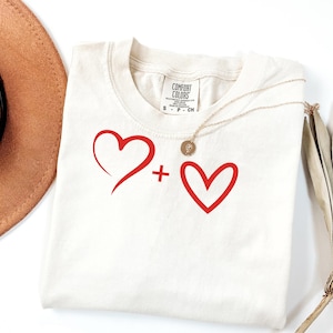 Heart + Heart Love Tshirt, Cute Love Shirt, Day, Lover Tee, Couples, Valentines Gift, Love,Hearts, Gift for Her, Comfort Colors