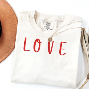 Love Shirt, Couples Valentine Tee, Cute Hearts Love T-Shirt, Gift for Her, Day Lover Top, Comfort Colors Valentine&#39;s Day