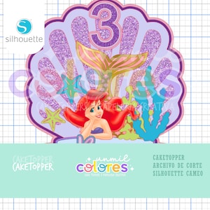 Little Mermaid Silhouettes Studio Cameo Cake Topper