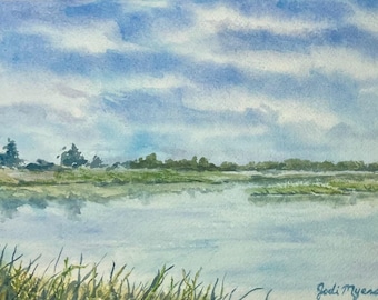 Original Watercolor Painting - Water Landscape “Yorktown, VA”