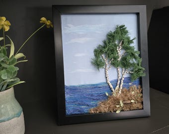Birch Tree Macrame Wall Art Black Frame
