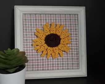 Framed Macrame Sunflower
