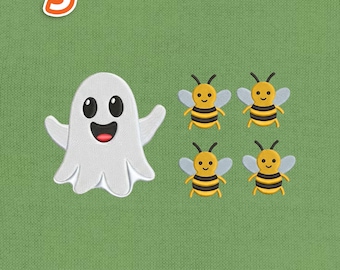 Diseño de bordado de abejas fantasma, divertido fantasma, abeja melífera, abejorro espeluznante, archivo de bordado a máquina