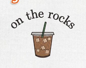 Iced Coffee Embroidery Design, On The Rocks Machine Embroidery File, Cold Brew Stitch Pattern