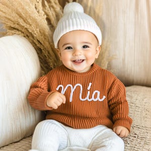 Baby Sweater with Name, Personalized Baby Name Sweater, Embroidered Children Sweatshirt, Knit Sweater Toddler,Customized Baby Gift,Baby Gift