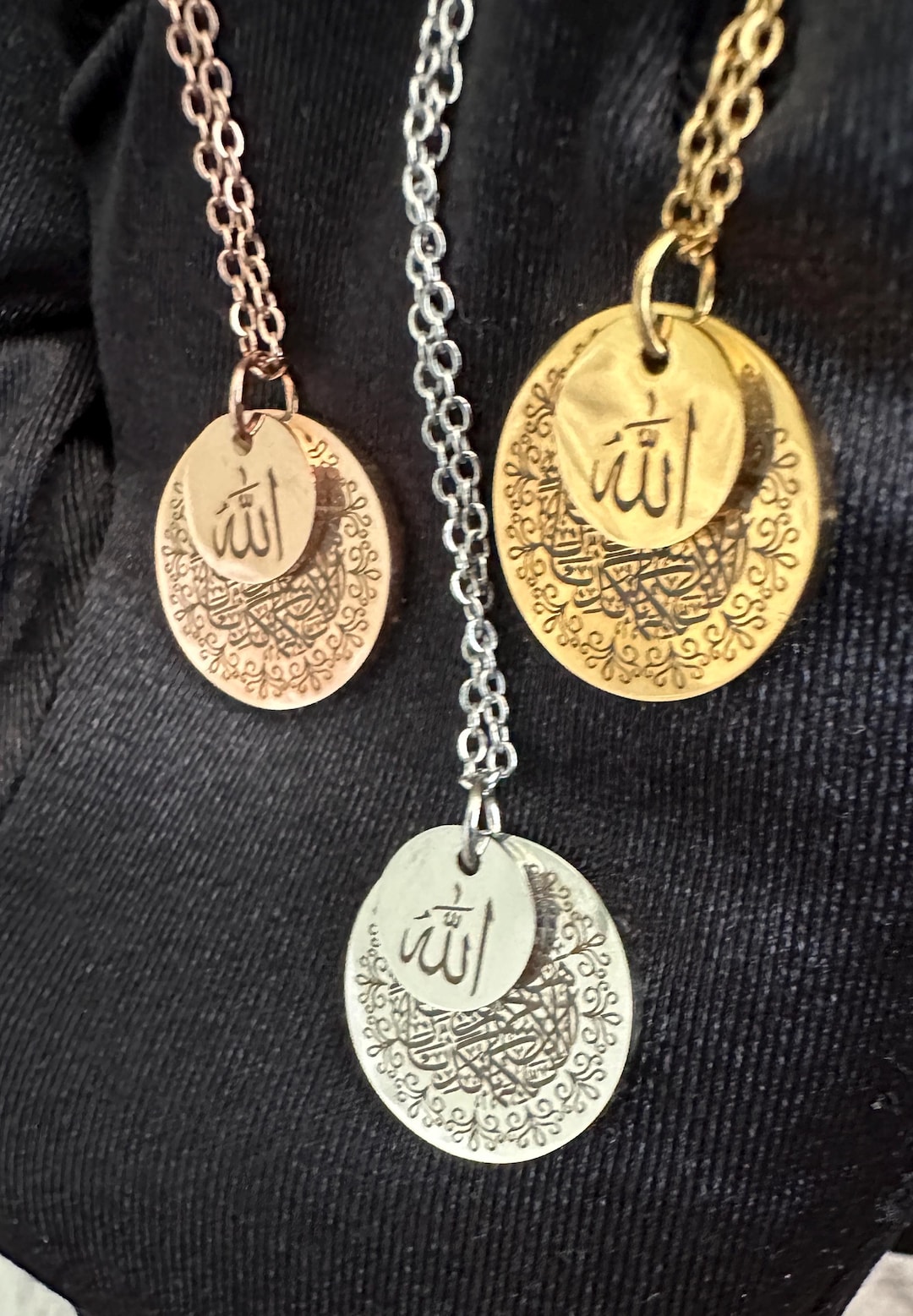 Double Layer Allah Necklace – Arabic Calligraphy Pendant for Women - Etsy