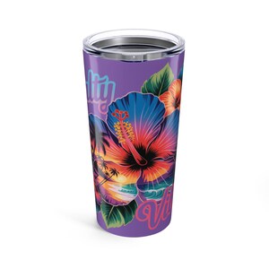 Salty Vibes Floral Tumbler | 20oz Travel Mug, Tropical Drinkware, Summer Insulated Cup, Gift for Her, Beach Lover&#39;s Tumbler