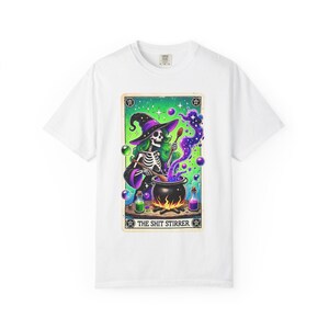 Tarot Card Skeleton Tee, Casual Halloween Shirt, Tarot-Inspired Graphic T, Unisex Spooky T-Shirt, Unique Gift for Witches, Fun Festival Wear