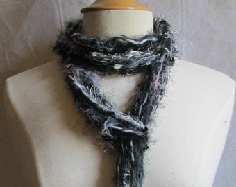The Knotty Scarf in Black and White plus Grey and Pink