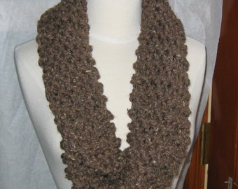 Soft and Plush Bark Brown Cowl Scarf Neck Warmer
