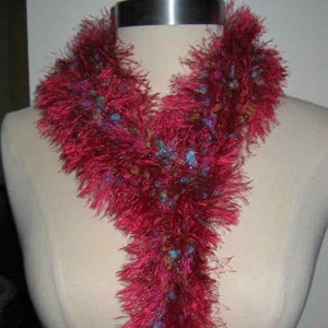 Fun and Funky Extra long Skinny Scarf Raspberry with Pops