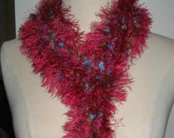 Fun and Funky Extra long Skinny Scarf Raspberry with Pops