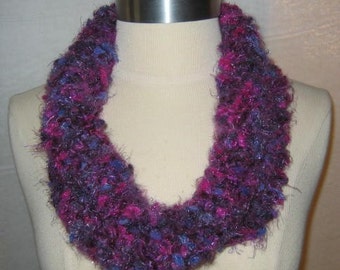 Plush Purples and Magenta Neck Warmer Cowl Scarf