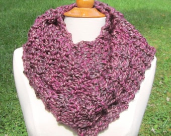 Plush Infinity Scarf Cowl in Mottled Berries