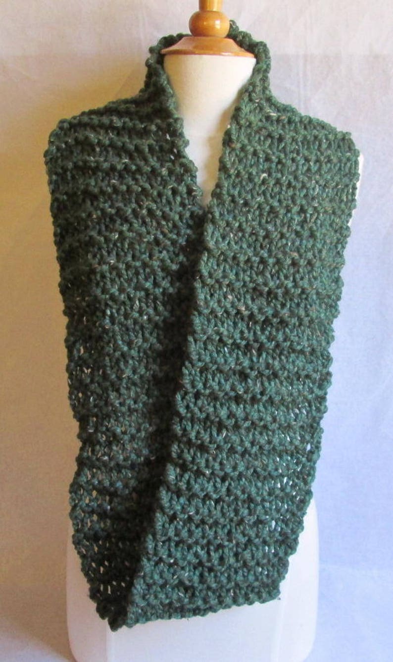 Plush Infinity Scarf Cowl in Juniper Green Blue image 2