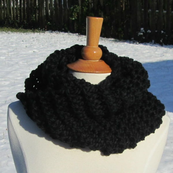 Cozy and Plush Black Cowl Scarf Neck Warmer