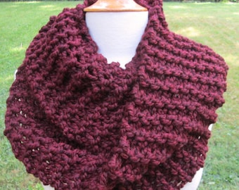 Plush Infinity Scarf Cowl in Deep Red Wine