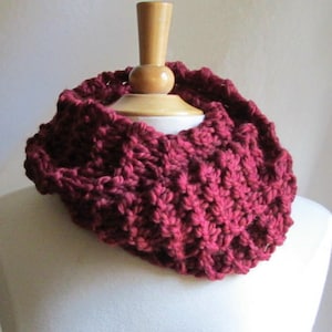 Cozy and Plush Merlot Burgundy Cowl Scarf Neck Warmer