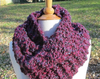 Magenta and Steel Blue Infinity Cowl Scarf Neck Warmer