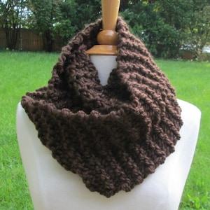 Plush Infinity Scarf Cowl in Espresso Brown image 1