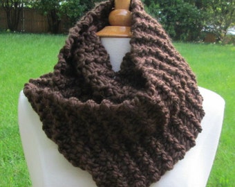 Plush Infinity Scarf Cowl in Espresso Brown