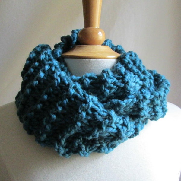 Cozy and Plush Teal Blue Cowl Scarf Neck Warmer