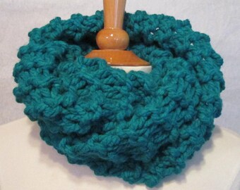 Thick and Plush Teal Cowl Neck Warmer Infinity Scarf