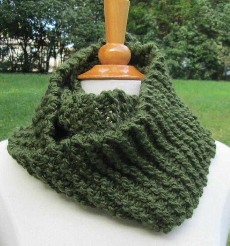 Forest Green Infinity Cowl Scarf Neck Warmer image 1