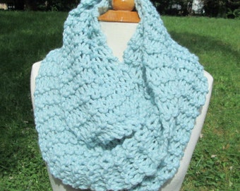 Plush Infinity Scarf Cowl in Sky  Blue