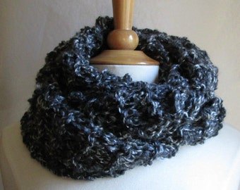 Mottled Greys and White Infinity Cowl Scarf Neck Warmer